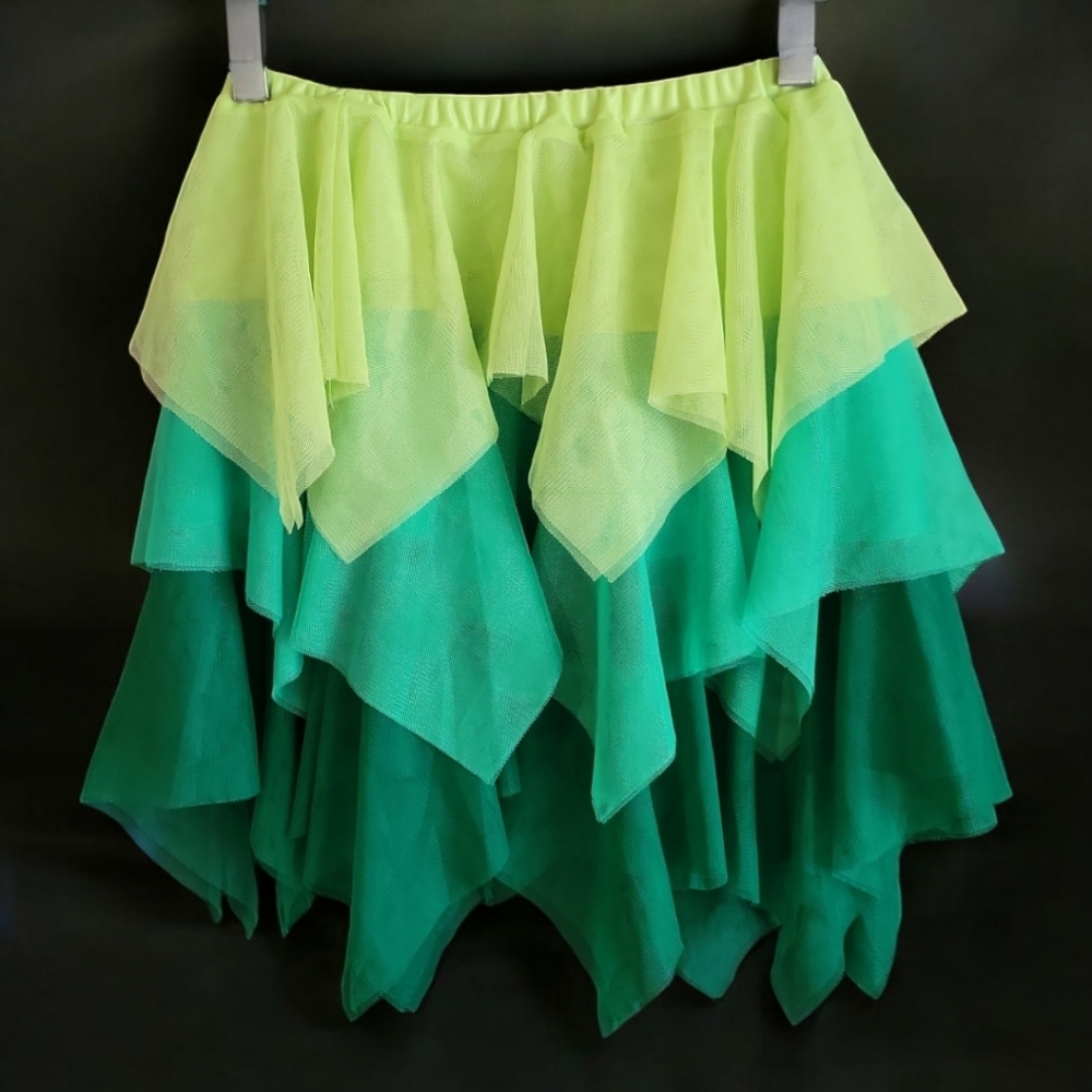 Celebrate St Patrick's Day Green Tellow Chiffon Girl's RUFFLE Skirt Elastic Tutu